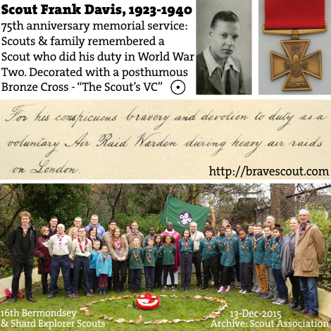 16th Bermondsey and Shard Explorer Scout Unit at the Frank Davis 75th Anniversary Memorial Service